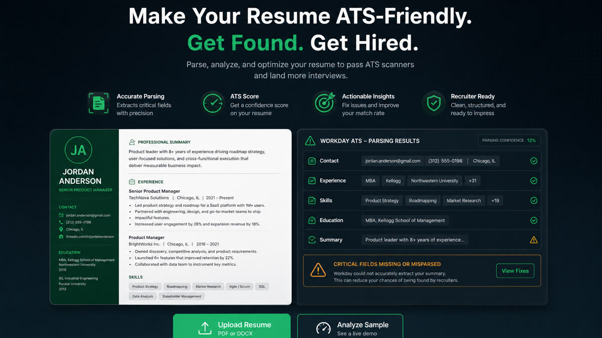Laptop with job posting and highlighted resume sections on a desk