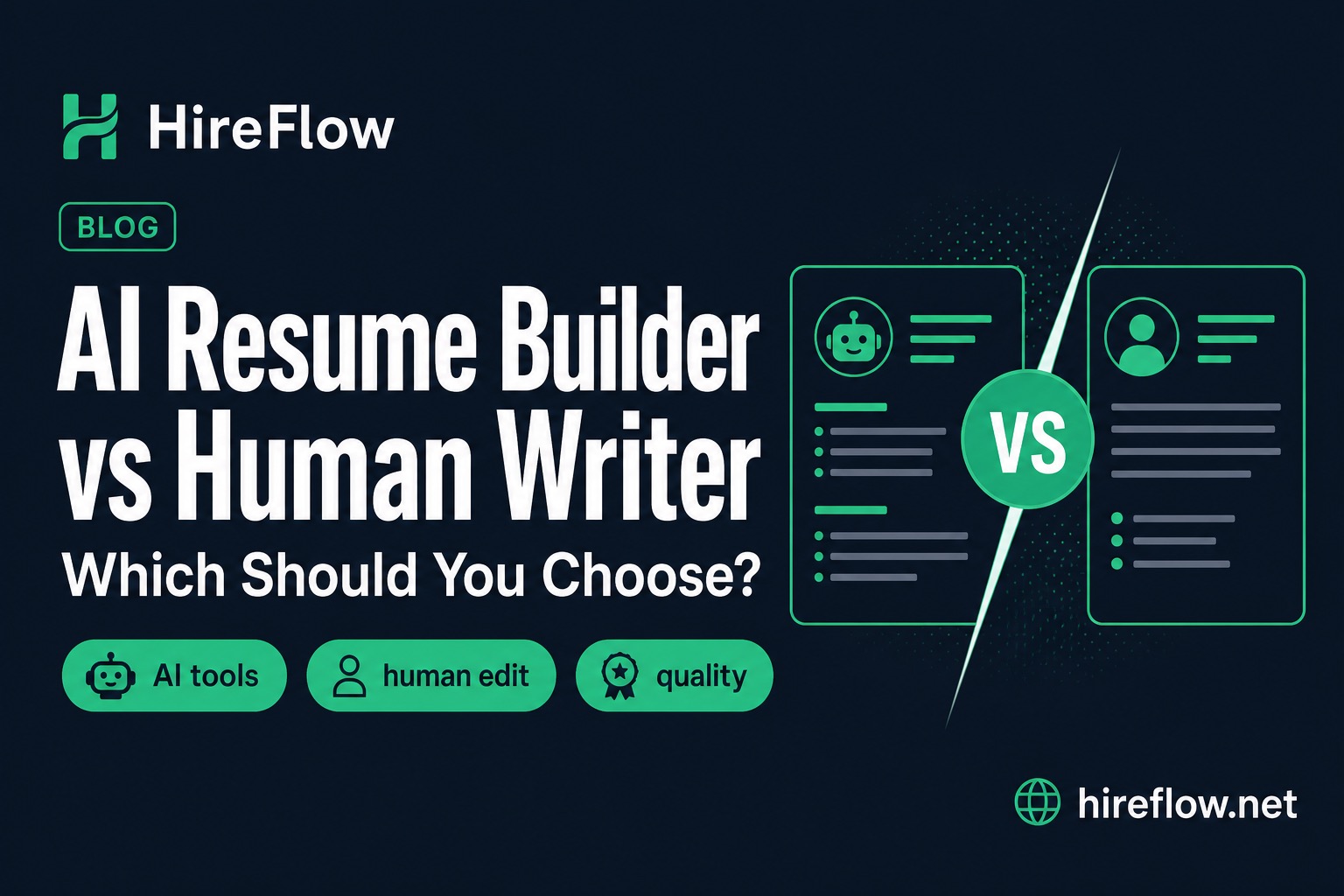 AI resume builder vs human resume writer decision guide on hireflow.net