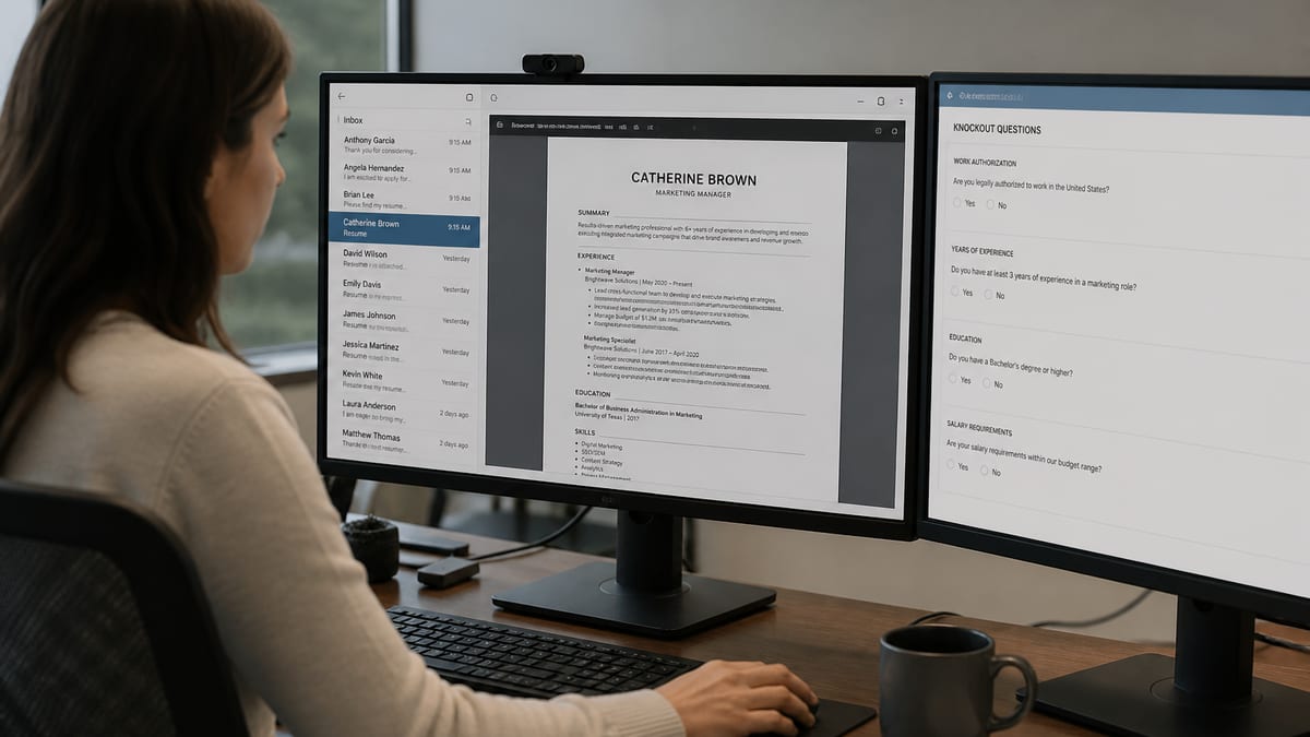 Recruiter opening a resume from a crowded applicant inbox