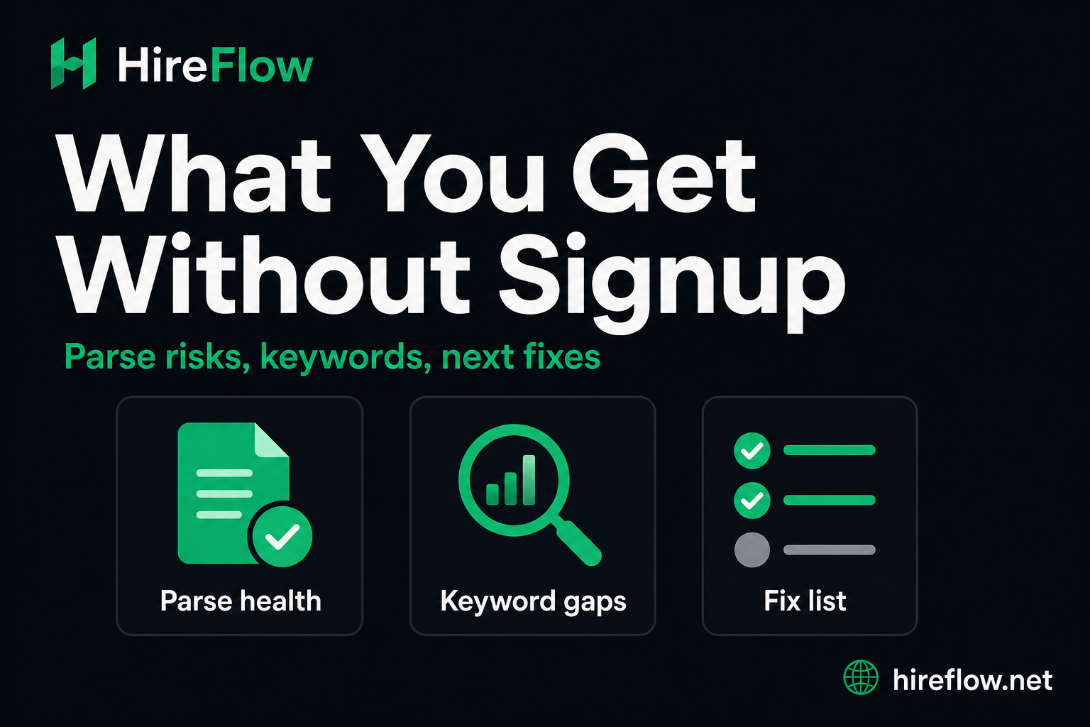 Free ATS checker no-signup workflow guide on hireflow.net