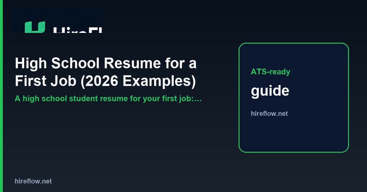 High school student first-job resume example showing education, volunteer experience, and skills sections labeled for ATS parsing