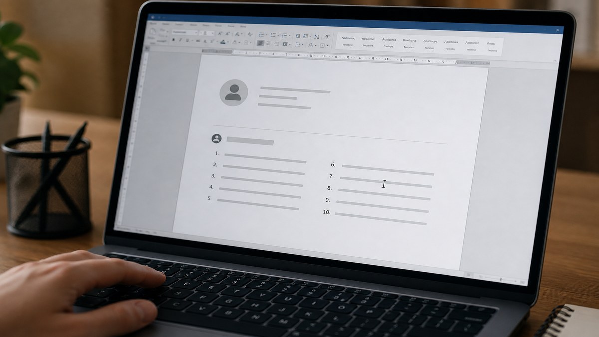 Resume skills section with a focused list of eight to fifteen posting-aligned tools on a laptop screen