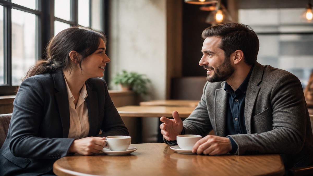 Two people networking over coffee instead of browsing a job board