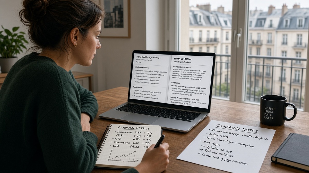 European Mid-Level Marketing CV Job Match Workflow — HireFlow career guide