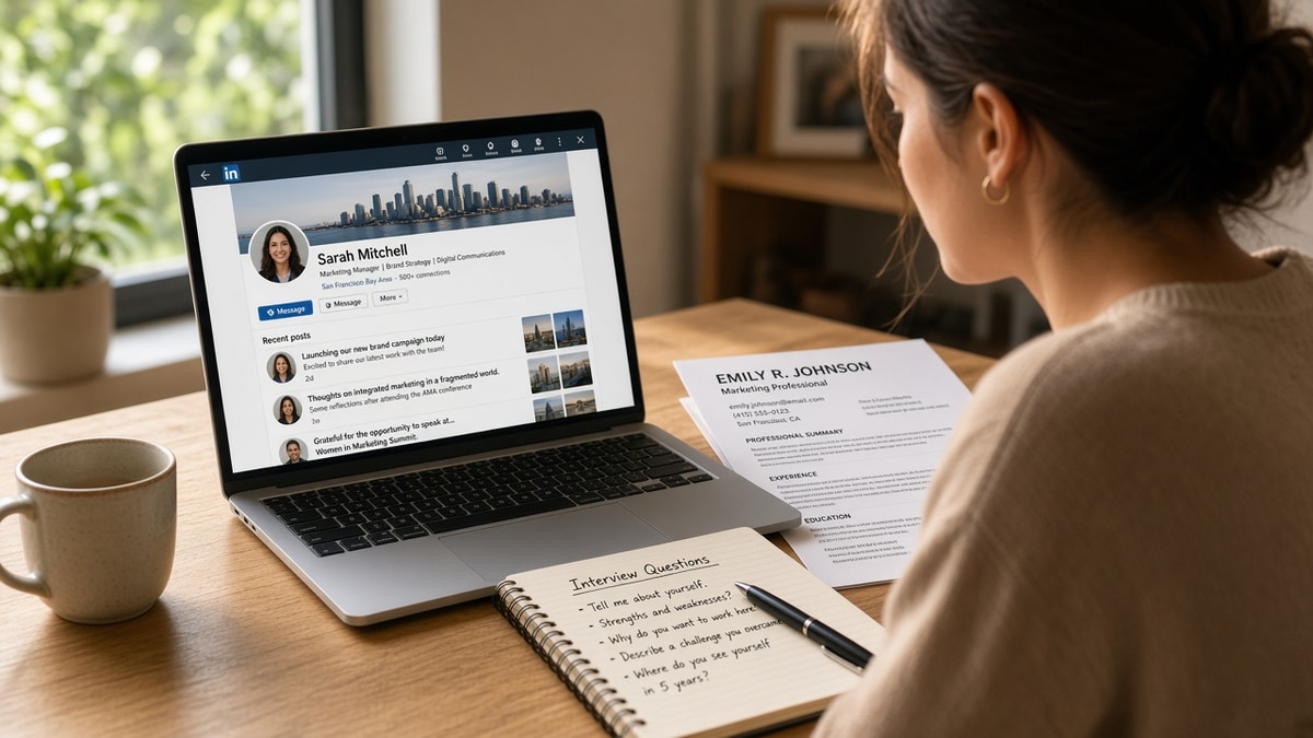 How to Use LinkedIn to Research Interviewers (US) — HireFlow career guide