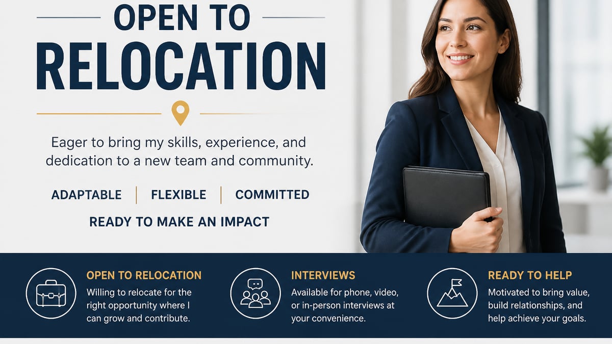 Resume header showing a specific relocation availability line with target city and timeline
