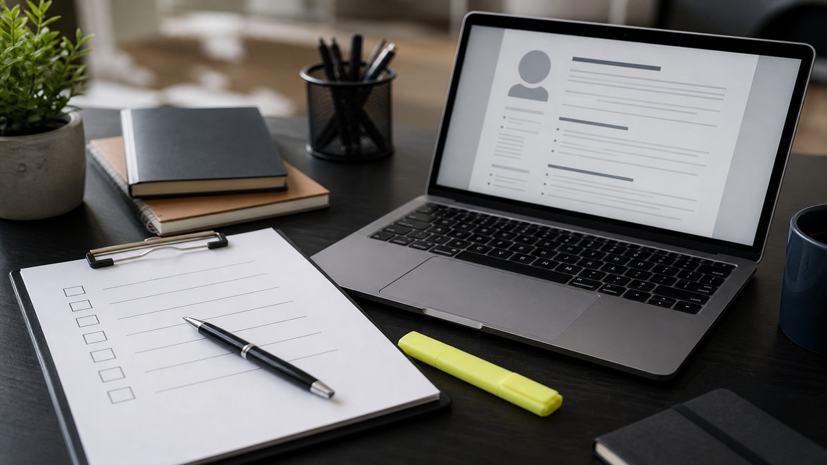 US job seeker organizing essential resume sections in correct order with contact, experience, skills, and education highlighted