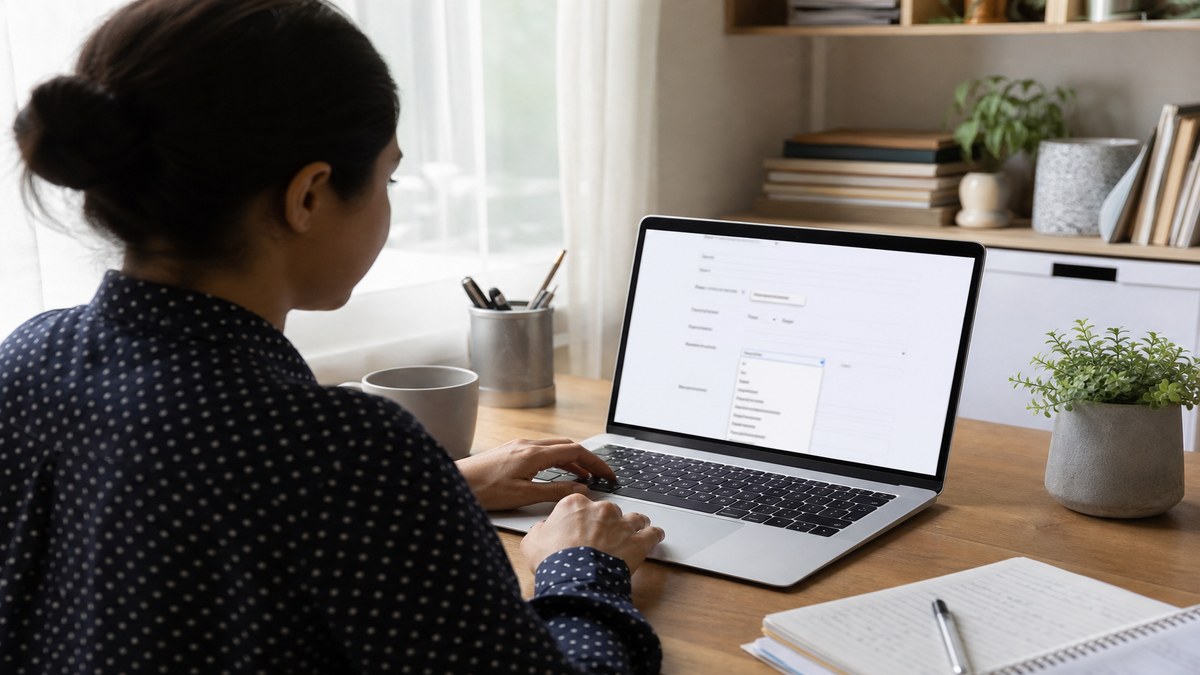 Job applicant filling skills fields on an online job application portal on a laptop screen